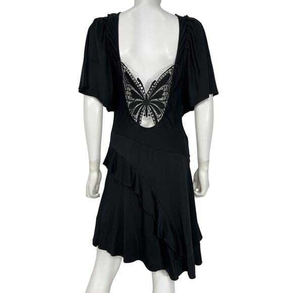 Free People Ruffled Black Bali Summer Magic Dress Size XL - Picture 3 of 4